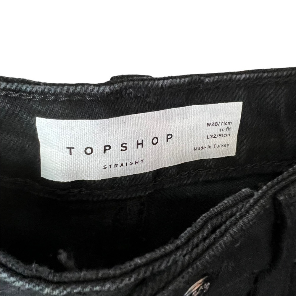 NWT Topshop Black Straight Leg High Waist Jeans - Picture 6 of 6
